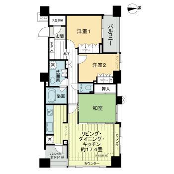 ライオンズステーションプラザセンター南(3LDK/3階)の間取り写真