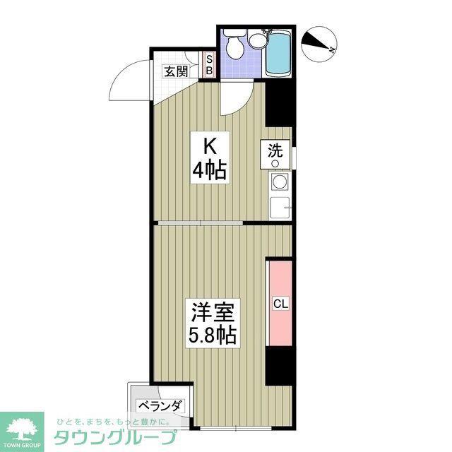 グリーンシャンク(1K/2階)の間取り写真
