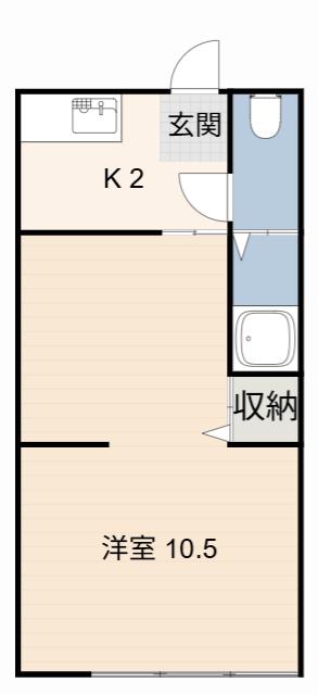ハピネスハウス(1K/2階)の間取り写真