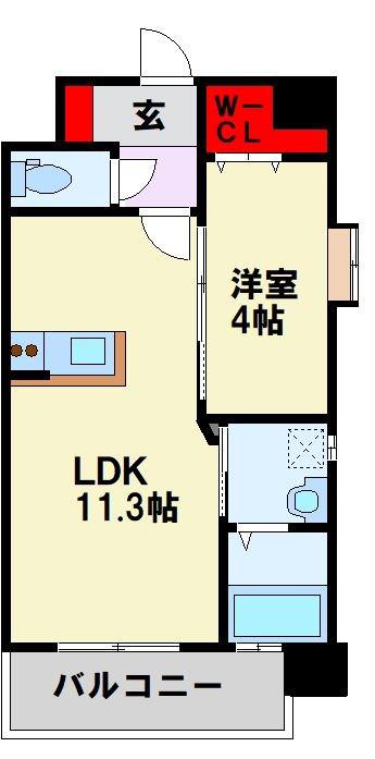 ギャラン陣原(1LDK/9階)の間取り写真
