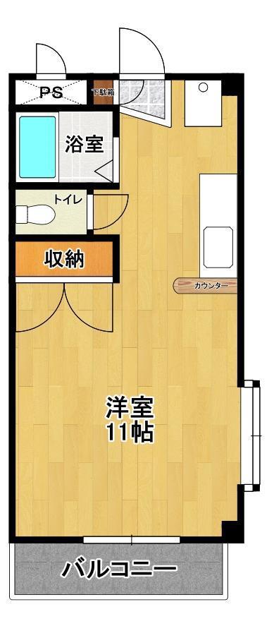 サンヒルズ(ワンルーム/2階)の間取り写真