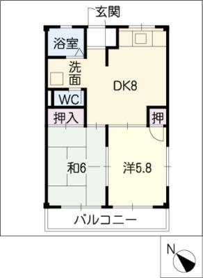 森藤ハイツ(2DK/2階)の間取り写真