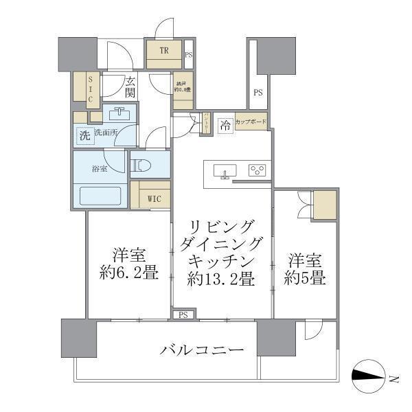 BRILLIA TOWER池袋(2LDK/22階)の間取り写真