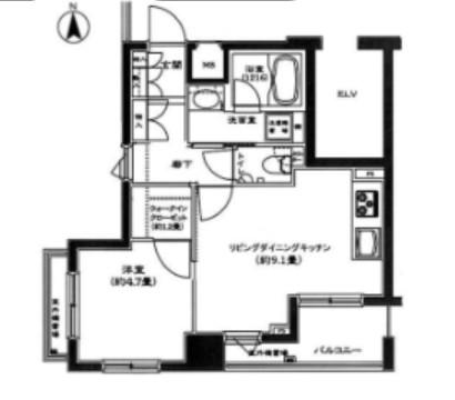 コンフォリア西早稲田(1LDK/12階)の間取り写真