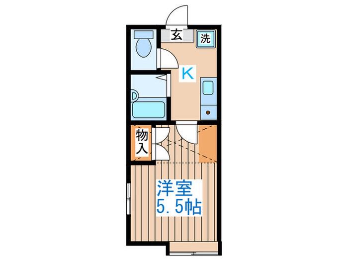 ライトハウス(1K/2階)の間取り写真