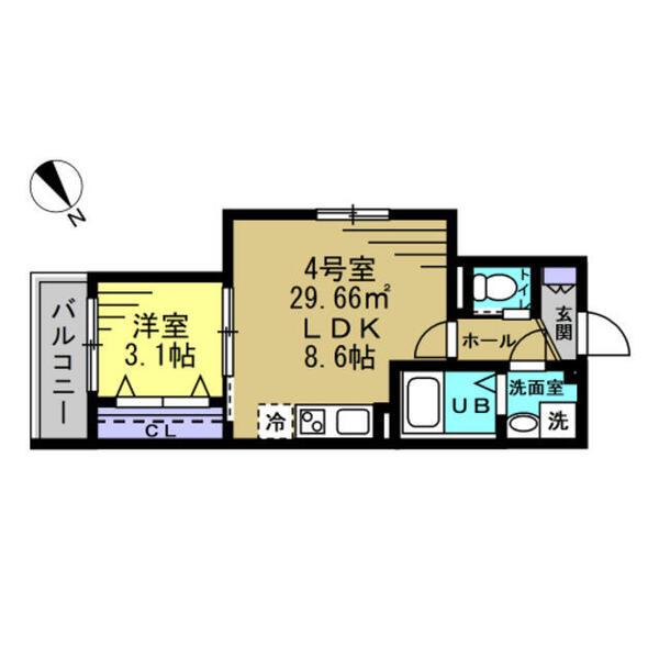 ライズ南流山(1LDK/3階)の間取り写真