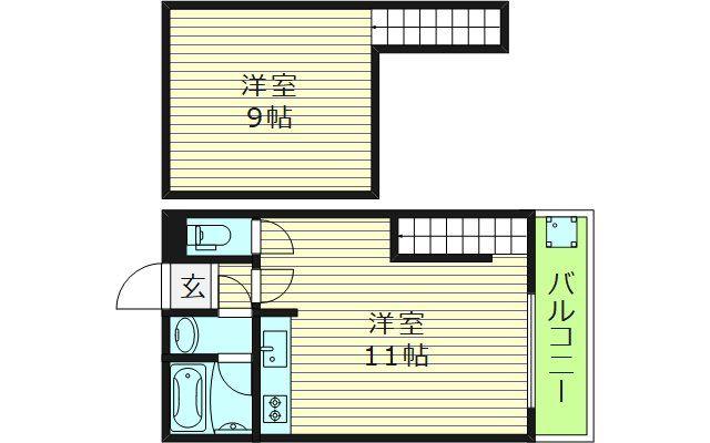 グローリーハイツ東成(1LDK/5階)の間取り写真