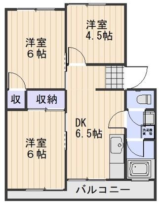 清見コーポ(3DK/2階)の間取り写真