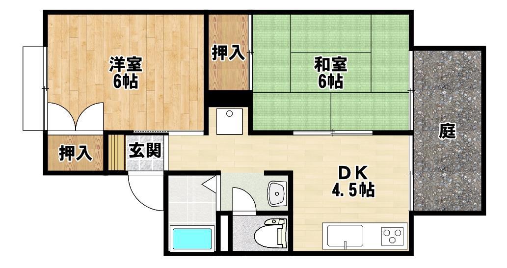 セジュール田村(2DK/1階)の間取り写真