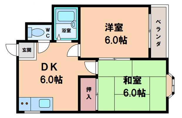 シャンテ大和(2DK/5階)の間取り写真
