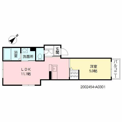 シャーメゾン純心電停前(1LDK/2階)の間取り写真