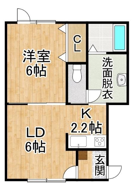 ＪＲ根室本線 帯広駅 徒歩16分 2階建 築4年(1DK/2階)の間取り写真