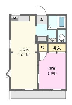 アークガーデン和合C(1LDK/2階)の間取り写真