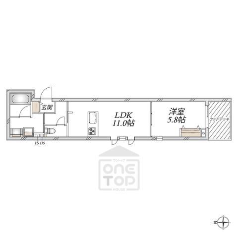 HEBEL MAISON大手町(1LDK/1階)の間取り写真