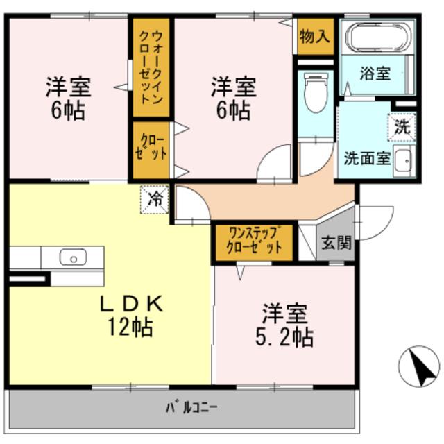 フルーレ・咲(3LDK/2階)の間取り写真