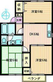 ポルシェ海老名AB棟(3DK/2階)の間取り写真
