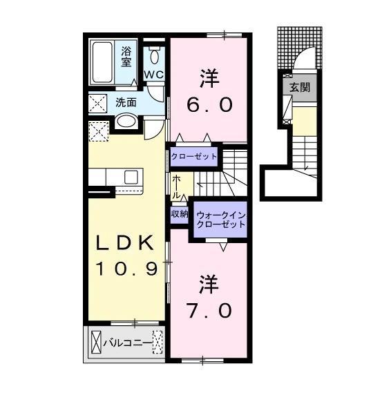 プロスペリタ(2LDK/2階)の間取り写真