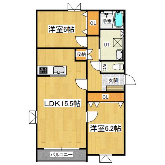 KS III(2LDK/1階)の間取り写真