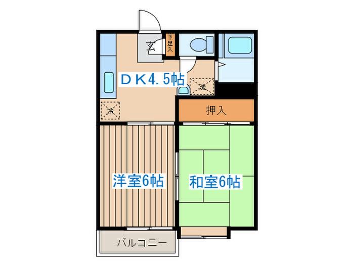 菊地ハイツ(2DK/2階)の間取り写真