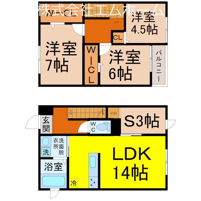 花池町1-43-1KODATEXV(3SLDK/1階)の間取り写真