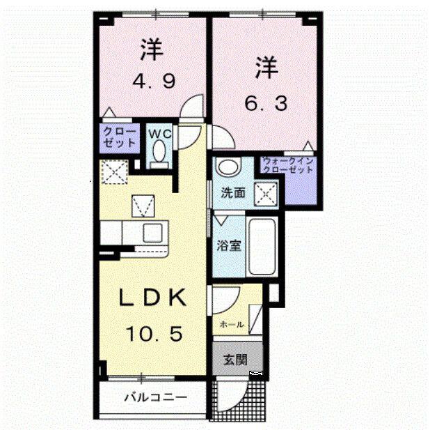 西5丁目アパート(2LDK/1階)の間取り写真