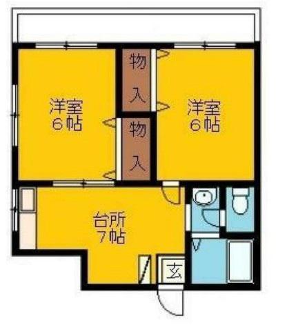 ヴィラ貝坂(2DK/4階)の間取り写真