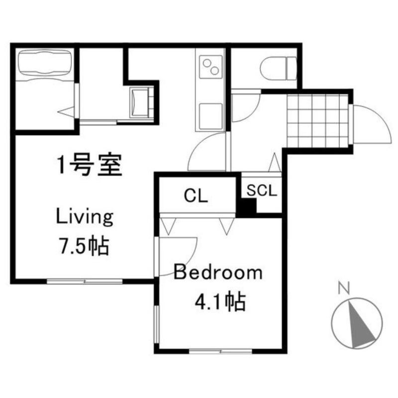 LA LUCE 平岸(1LDK/2階)の間取り写真