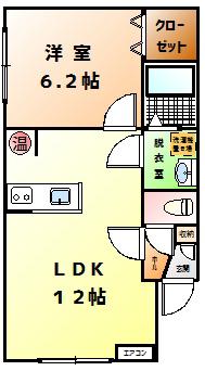 Mハイツ東町8(1LDK/1階)の間取り写真