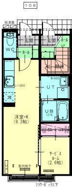 アウル桜町A棟(1SK/1階)の間取り写真