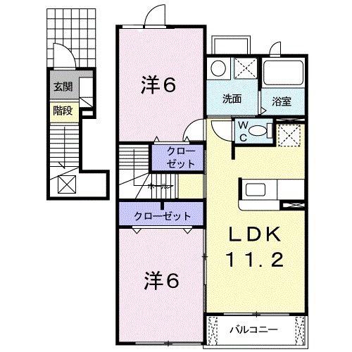 ソレアード(2LDK/2階)の間取り写真