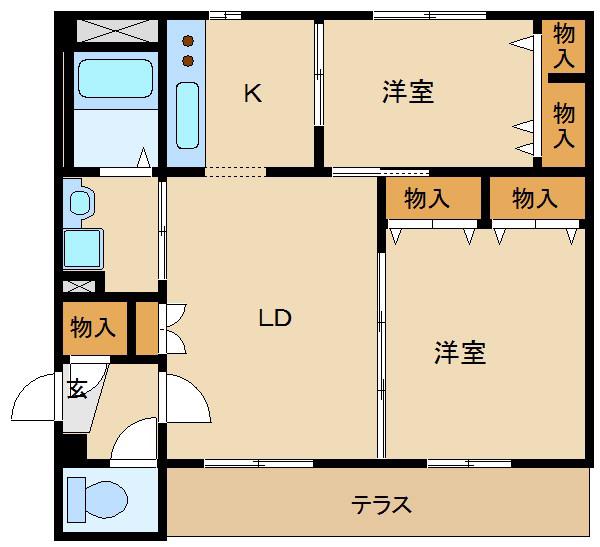ソレイユ(2LDK/1階)の間取り写真