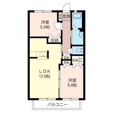 エントピアみのり(2LDK/1階)の間取り写真