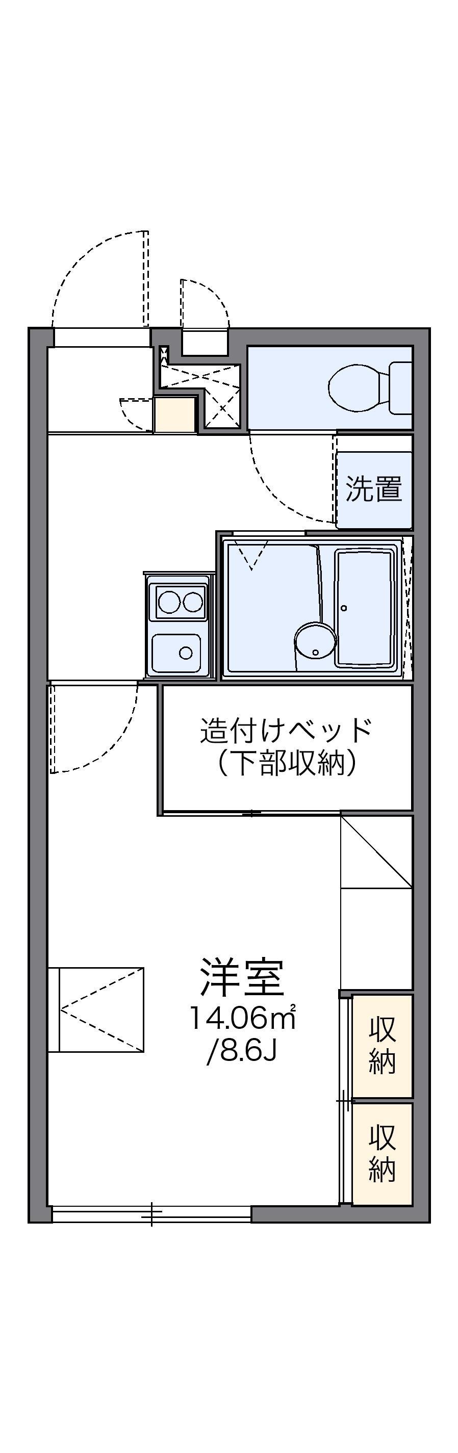 レオパレスグリーンハイツ下白水(1K/2階)の間取り写真