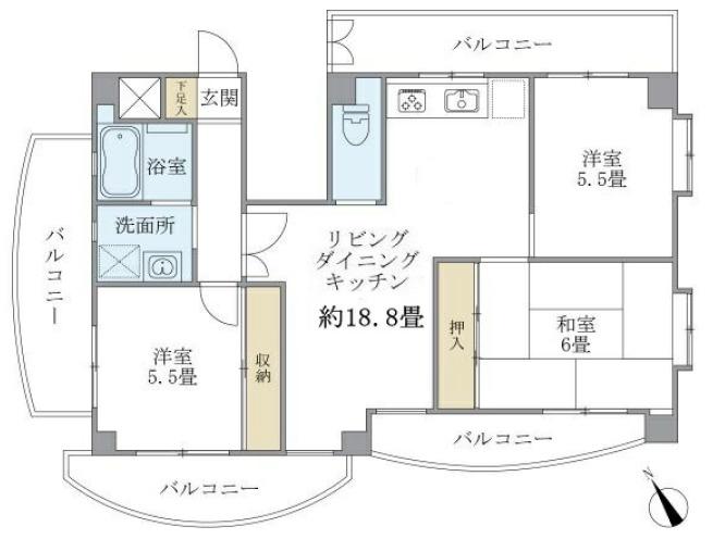 260820 TNビル(3LDK/6階)の間取り写真