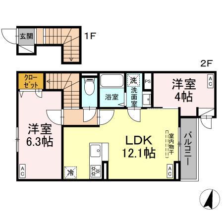 セレスティア石神井台II 旧練馬区石神井台2丁目PJ(2LDK/2階)の間取り写真