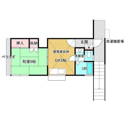 風間ハイツペット飼育可(1SDK/2階)の間取り写真