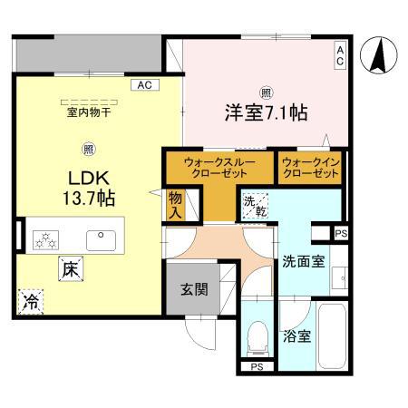 GREENPLACE樋之池(1LDK/1階)の間取り写真