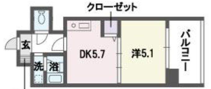 モンレーヴ市崎(1DK/3階)の間取り写真