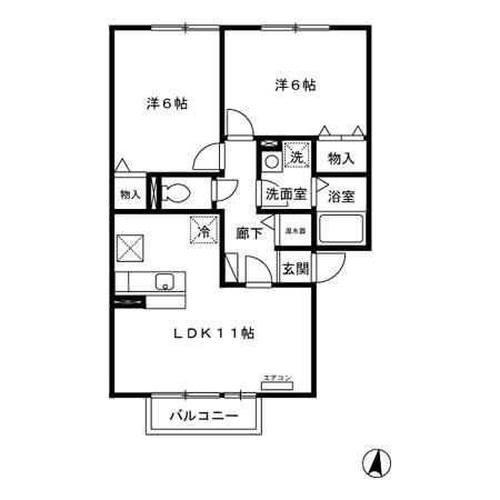 グランメールあおば通(2LDK/2階)の間取り写真