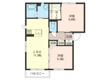 SHAMAISON ラフィーノA(2LDK/2階)の間取り写真