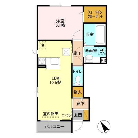 コゥジーコート(1LDK/1階)の間取り写真