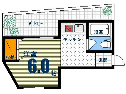 白島コーポ(1K/2階)の間取り写真