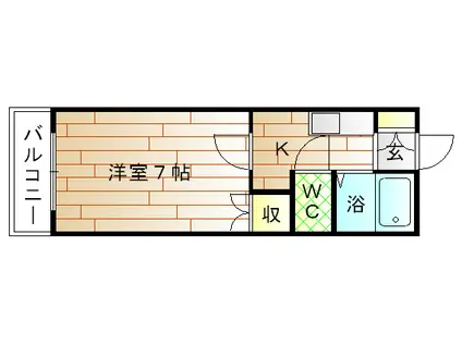 ケイエムコート教育大前I(1K/1階)の間取り写真