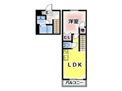 スリーハーブズ狭山I番館(1LDK/2階)の間取り写真