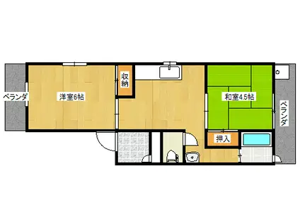 ラフィーネ住吉(2DK/2階)の間取り写真