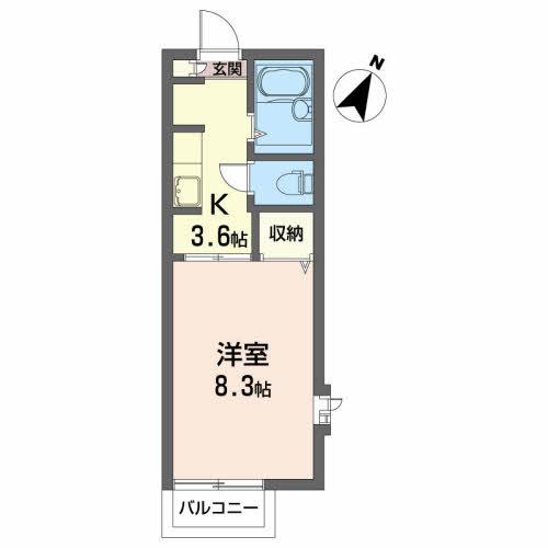 レジェンド(1K/2階)の間取り写真