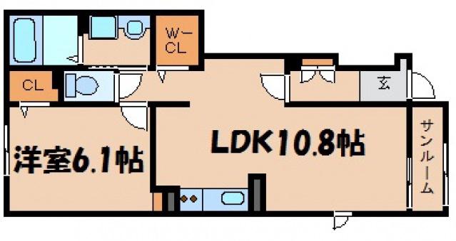 フリーデ I(1LDK/1階)の間取り写真