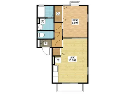 メルベーユ尾崎(1LDK/1階)の間取り写真