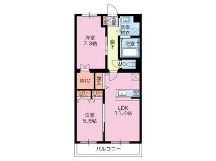 シェルフ藤(2LDK/1階)の間取り写真