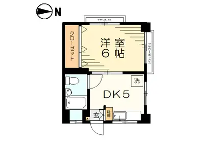 関ビル(1DK/3階)の間取り写真